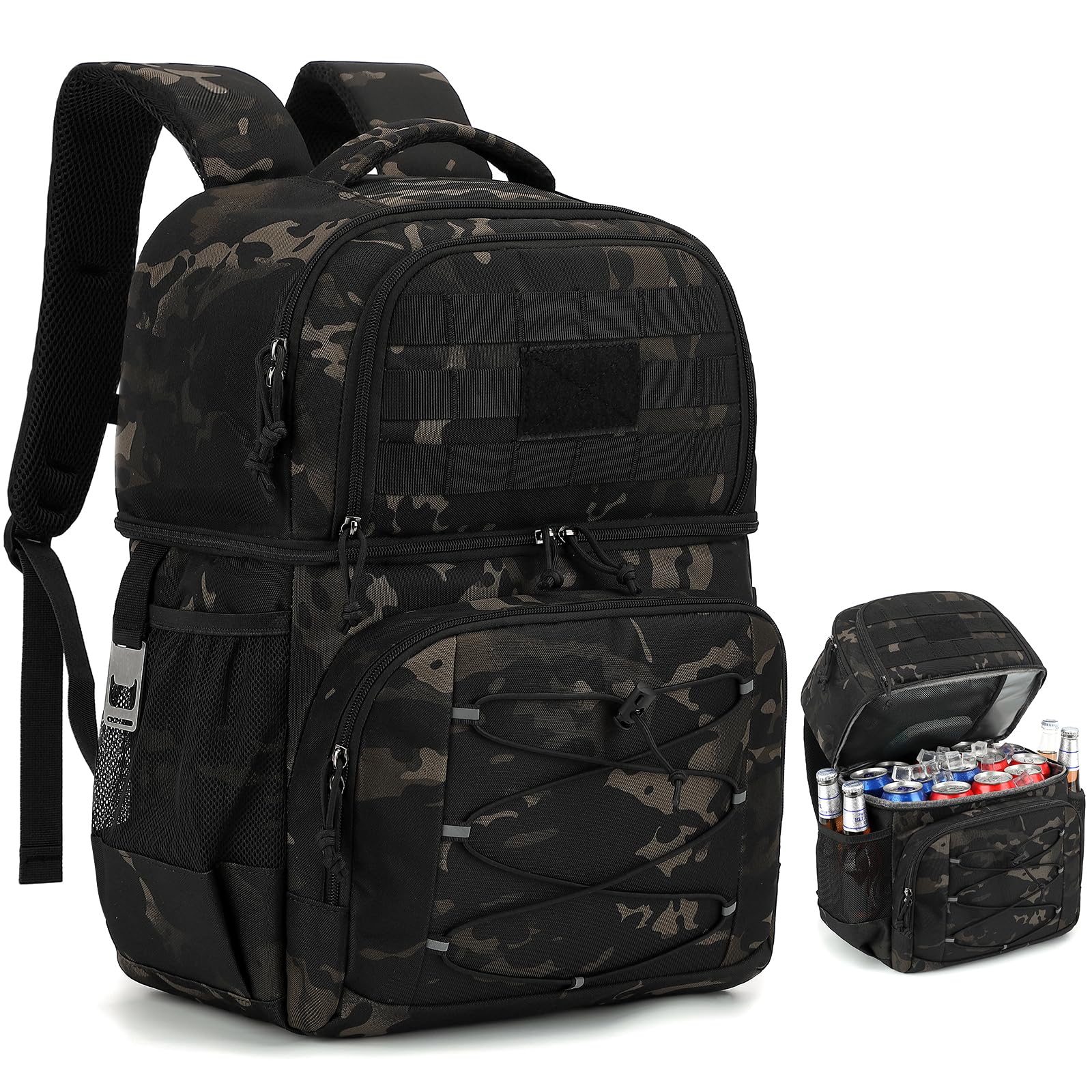 Mochila Nevera Táctica 20L Mochila Termica Pequeña con doble compartimento para hombre y Mujeres Prueba de Fugas Bolsas Isotermica para Trabajo , Playa, Picnics, Campingaz, Camuflaje