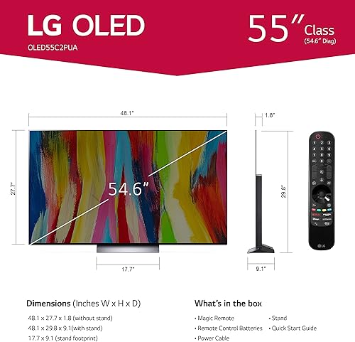 Miniatura 2 de LG 55-Inch Class OLED evo C2 Series Alexa built-in 4K Smart TV, 120Hz Refresh Rate, AI-Powered 4K, Dolby Vision IQ and Atmos, WiSA Ready, Cloud