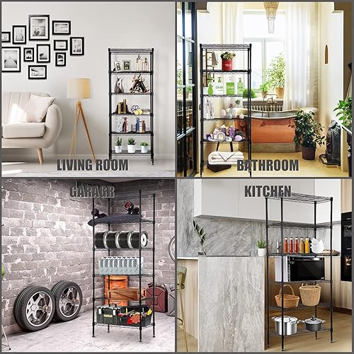 Miniatura 58 de Estantería de alambre de 6 niveles, estantes de metal de 60 x 23 x 13 pulgadas, estante de almacenamiento de metal resistente, estante de alambre