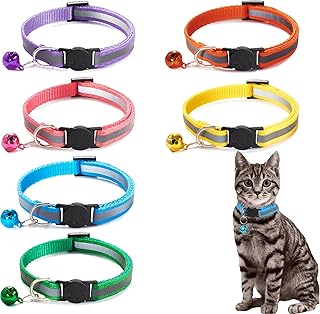 6 Stück Reflektierende Katzenhalsbänder mit Glocke, Verstellbar 19-32cm, Haustierzubehör für Alle Hauskatzen product image