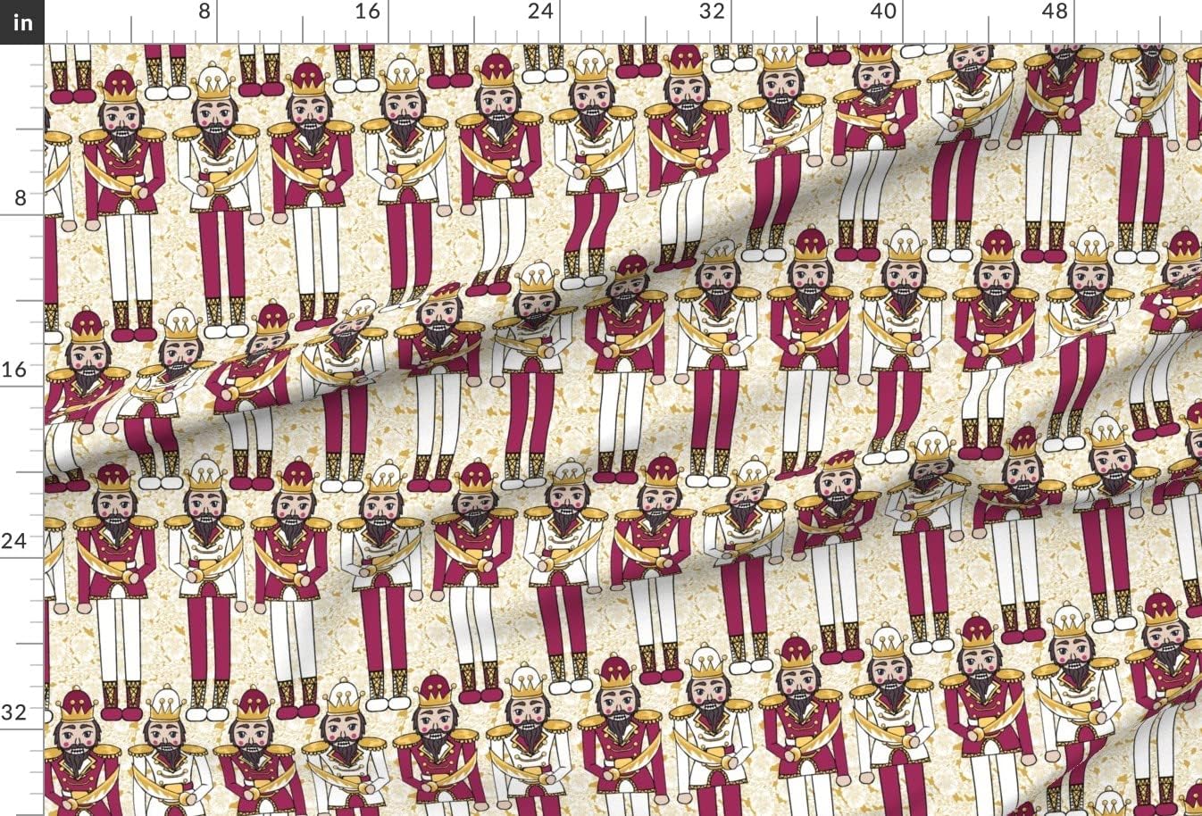 Spoonflower Fabric - Nutcracker Red Gold Flower Floral Royal Holiday Christmas Festive Toy Printed on Minky Fabric by The Yard - Sewing Baby Blankets Quilt Backing Plush