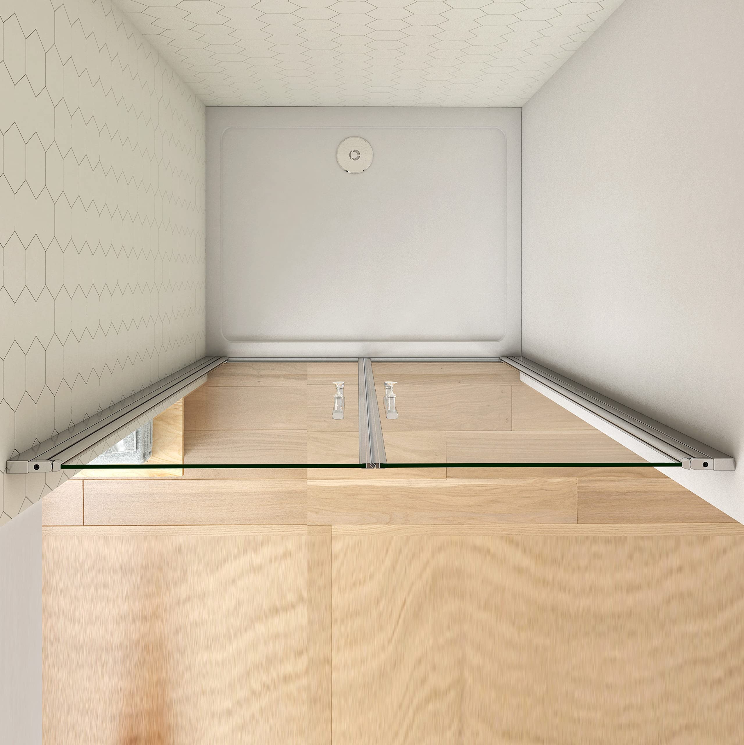 Ducha Casa 70x195cm Mampara de ducha frontal abatible dos hojas, 6mm cristal templado antical, marco de aluminio cromado