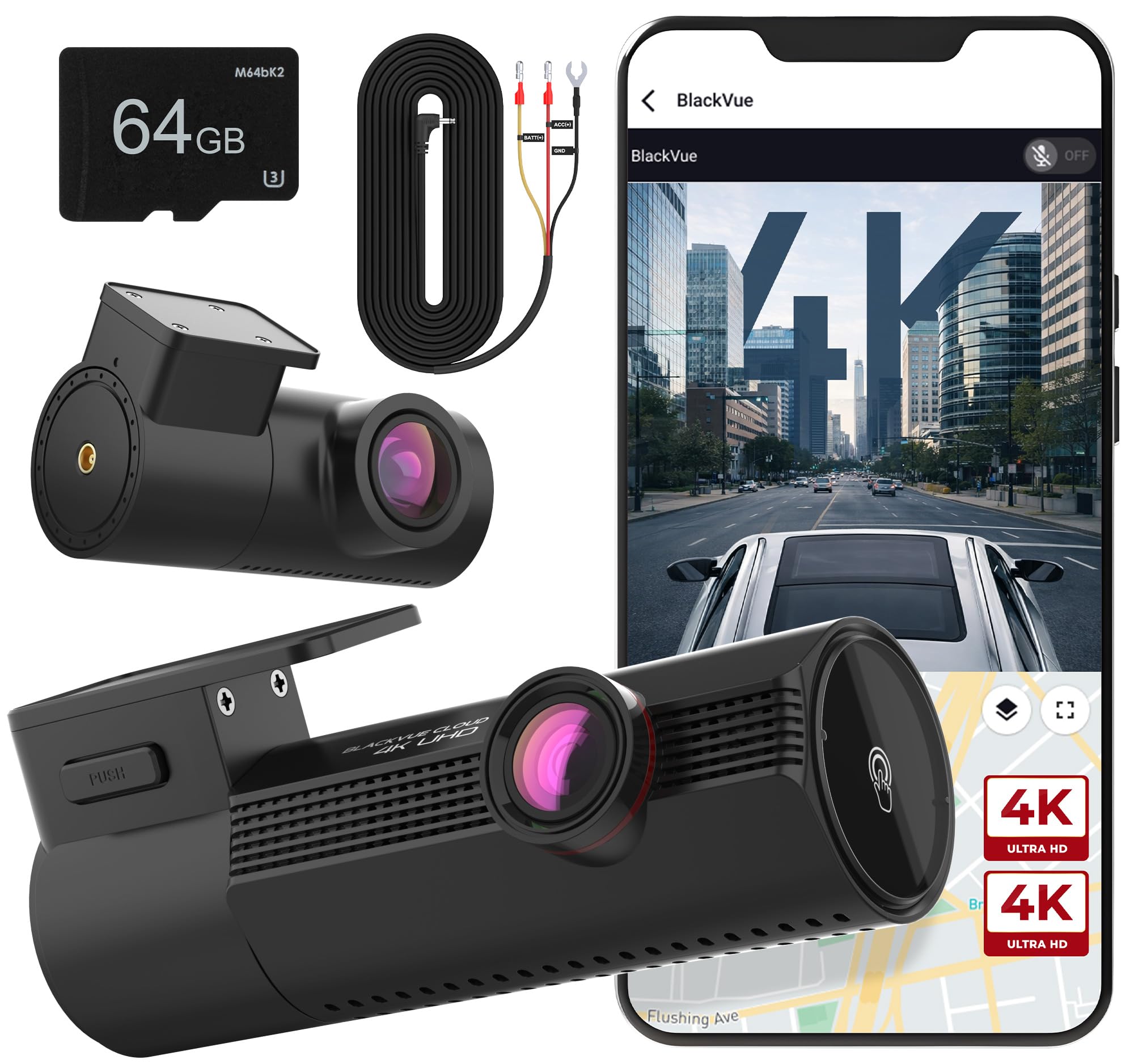 BlackVue Elite 10, Dual 4K Dash Cam Front and Rear, HDR, Dual STARVIS 2, Free 64GB Micro SD Card&Hardwire Cable Included, Dash Camera for Cars, 24H Parking Mode, Wi-Fi, GPS, App Control