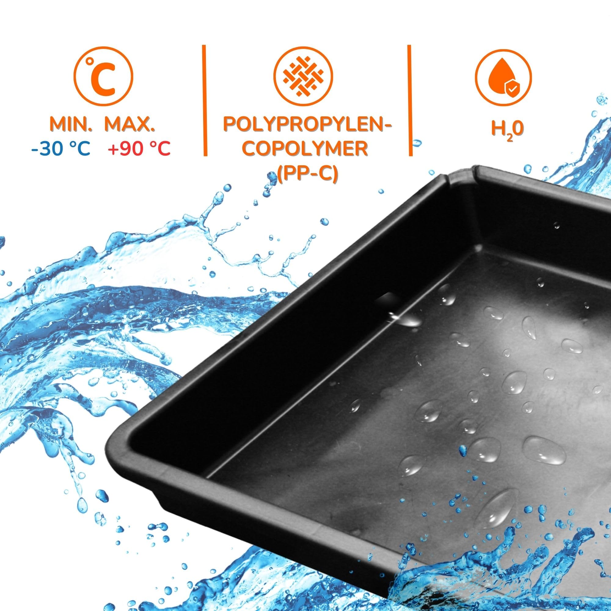 SW-Stahl Vasca XXL 42L - 88x60x10 cm, Vaschetta di Raccolta in Plastica