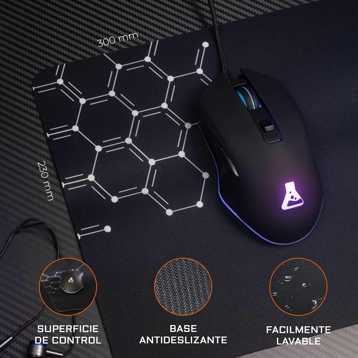 G-Lab Combo Yttrium - Pack Teclado y Raton Gaming, Combo 3 en 1 con Teclado Gaming QWERTY, 105 Teclas, Ratón Gamer 2600 dpi, Alfombrilla de ratón Gamer - PC/PS4/PS5 (Nueva versión)