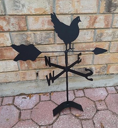 Miniatura 2 de Hen Chicken Roof Mounted Weathervane Black Wrought Iron Look Hecho a mano en los Estados Unidos