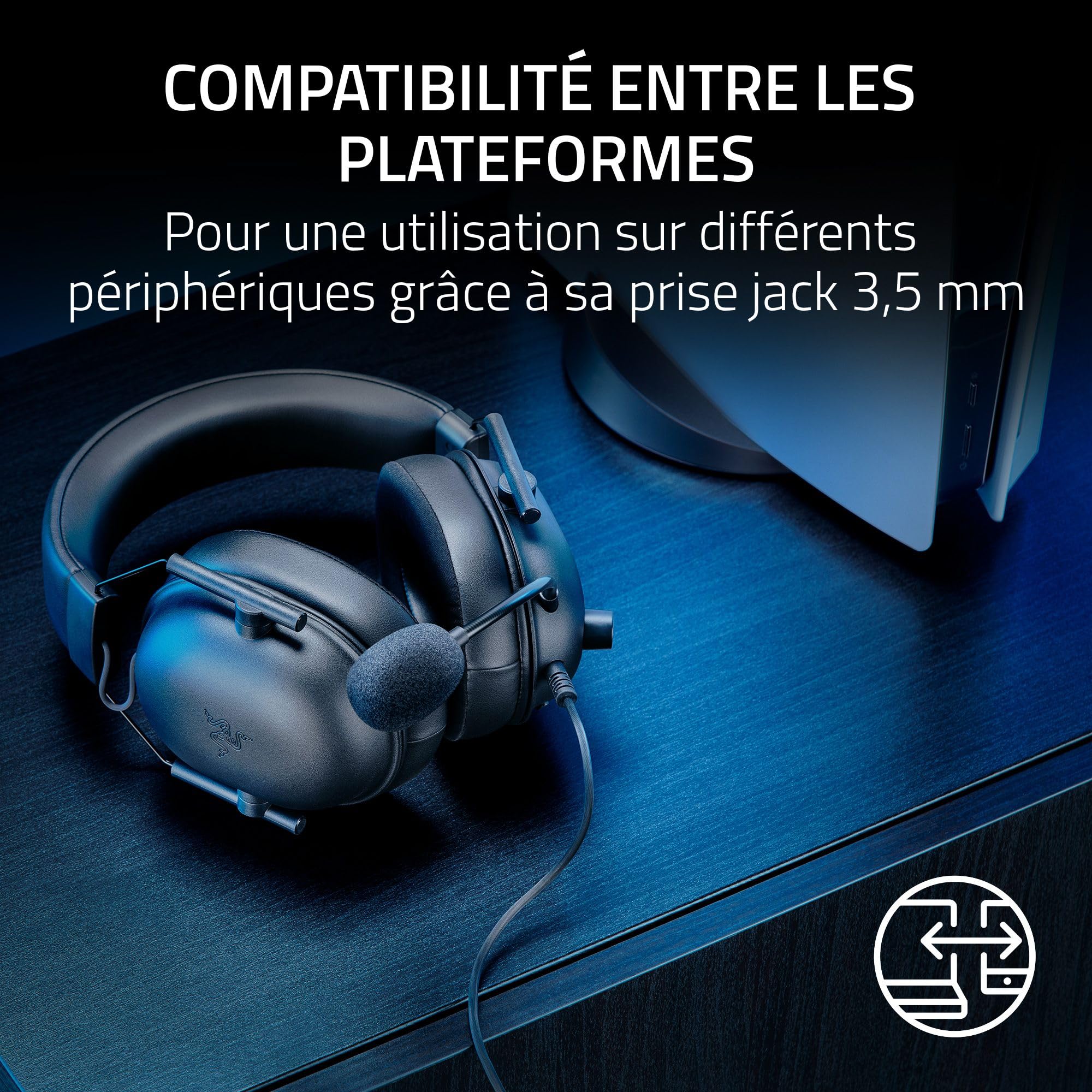Razer Blackshark V2 X (PlayStation) - Casque E-Sports Filaire pour Console PlayStation (240g, Microphone cardioïde, Haut-Parleurs 50mm, Annulation Passive du Bruit, connecteur 3,5mm) Noir