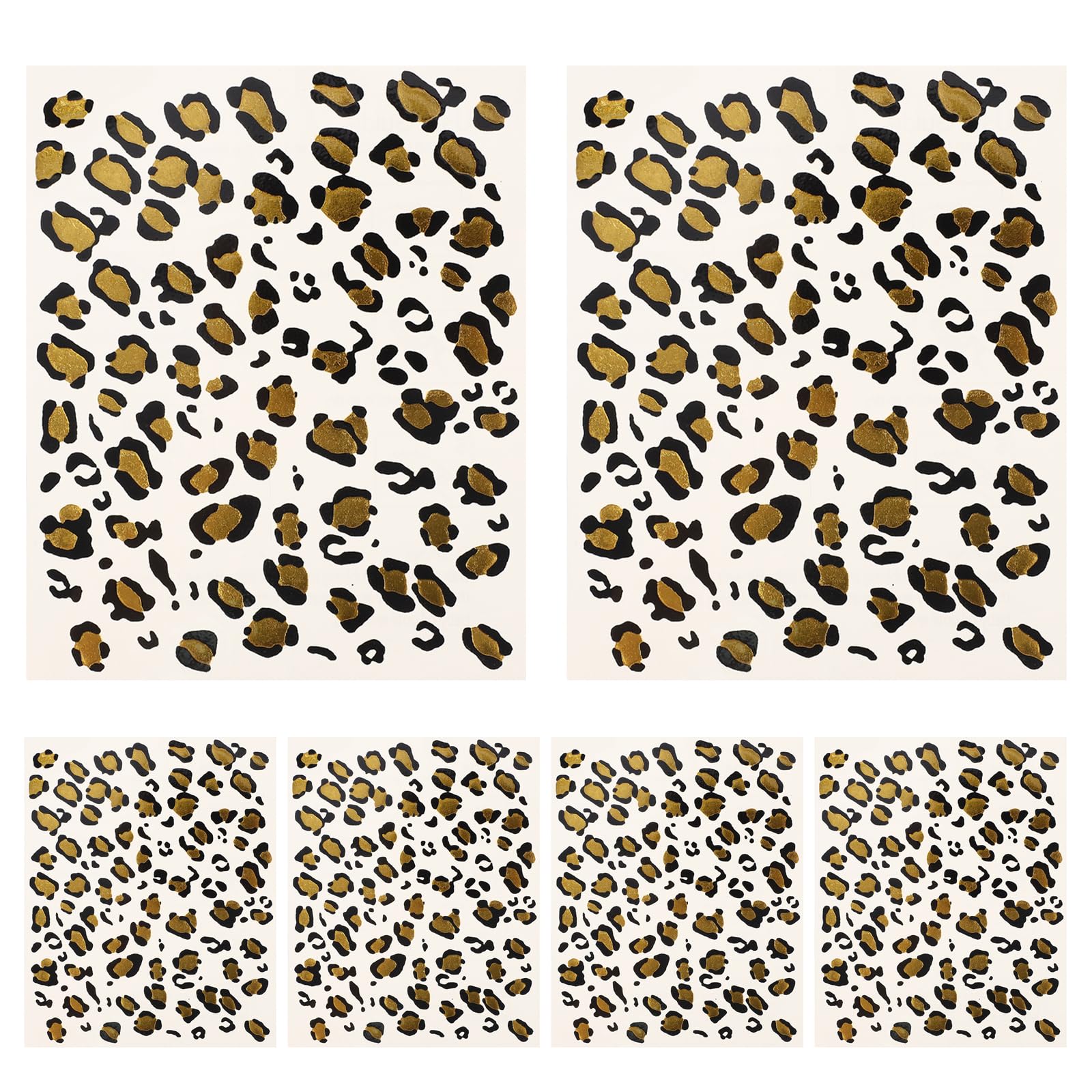 minkissy Leopard Gold Stamping Stickers 6 Sheets Temporary Transfer Decals for Body Art Halloween Party Decoration 6.3X5.1 Inch
