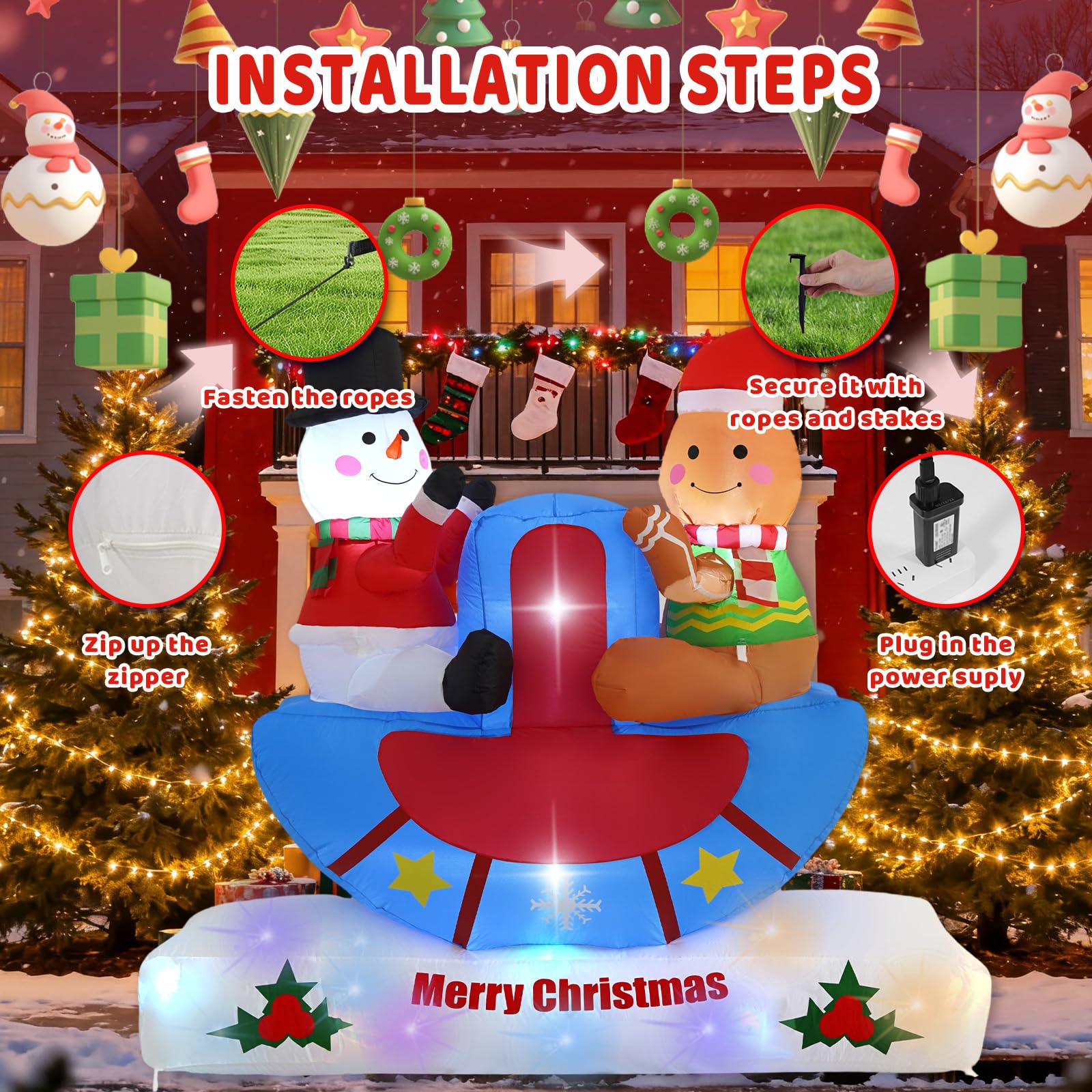 Amazon.com: HZGDEJTG 6FT Seesaw Snowman and Pancake Man, Built-in