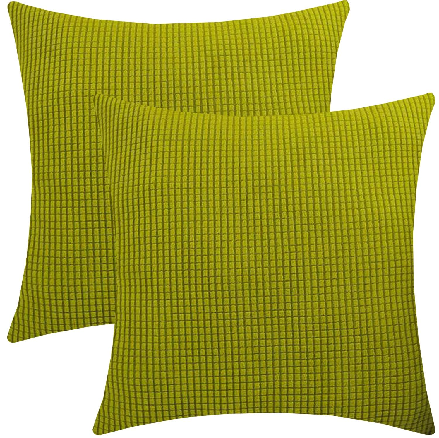 Cushion Covers Pack of 2 Large Decorative Square Throw Pillow Case Green/Brown/Grey/Blue for Sofa Living Room Couch,Rectangle Pillowcase Covers with Invisible Zipper(Fruit green,60x60cm(Set of 2 ))