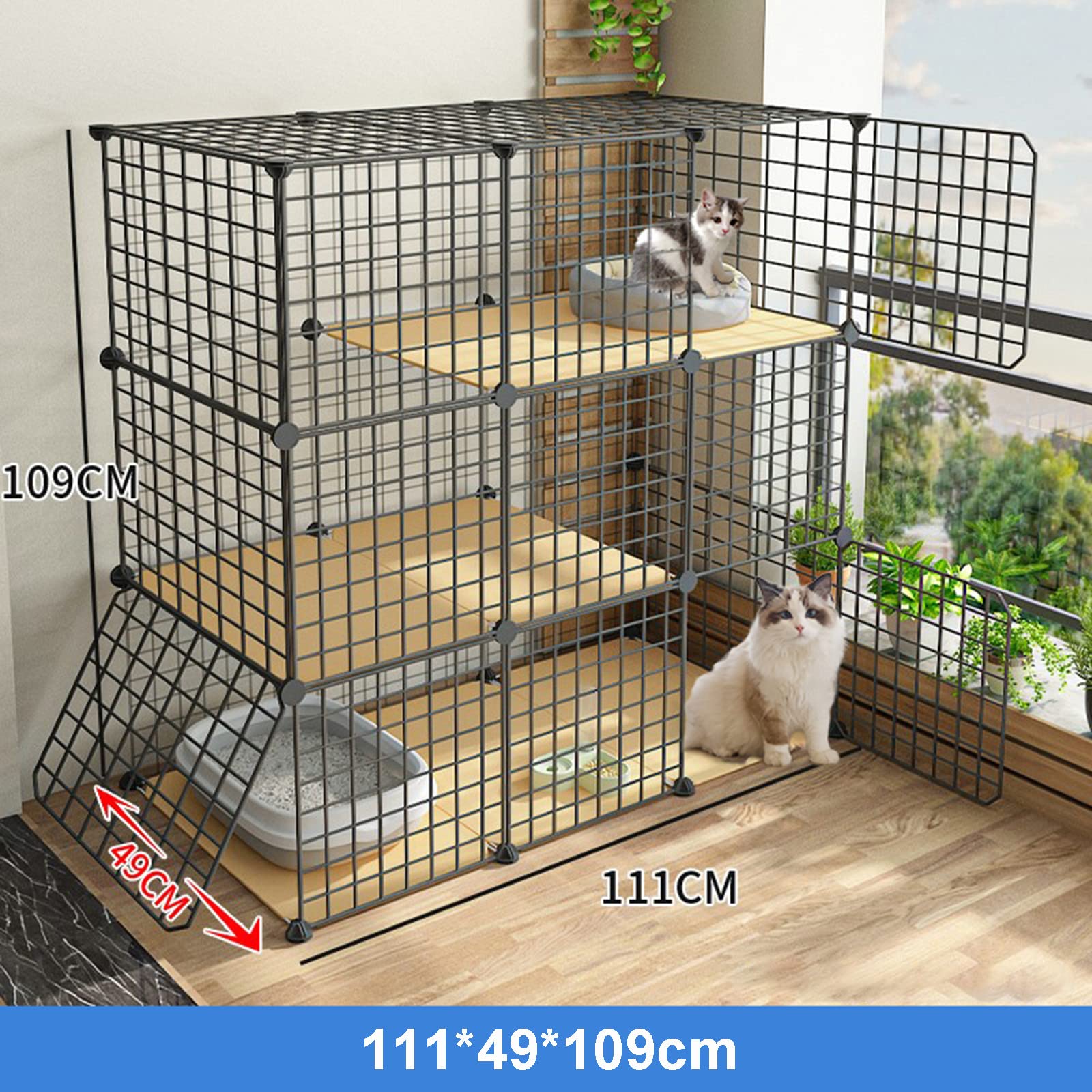 Gabbia per gatti da interni, grande, pieghevole e portatile, in filo metallico, per 1-2 gatti, ideale per piccoli animali domestici