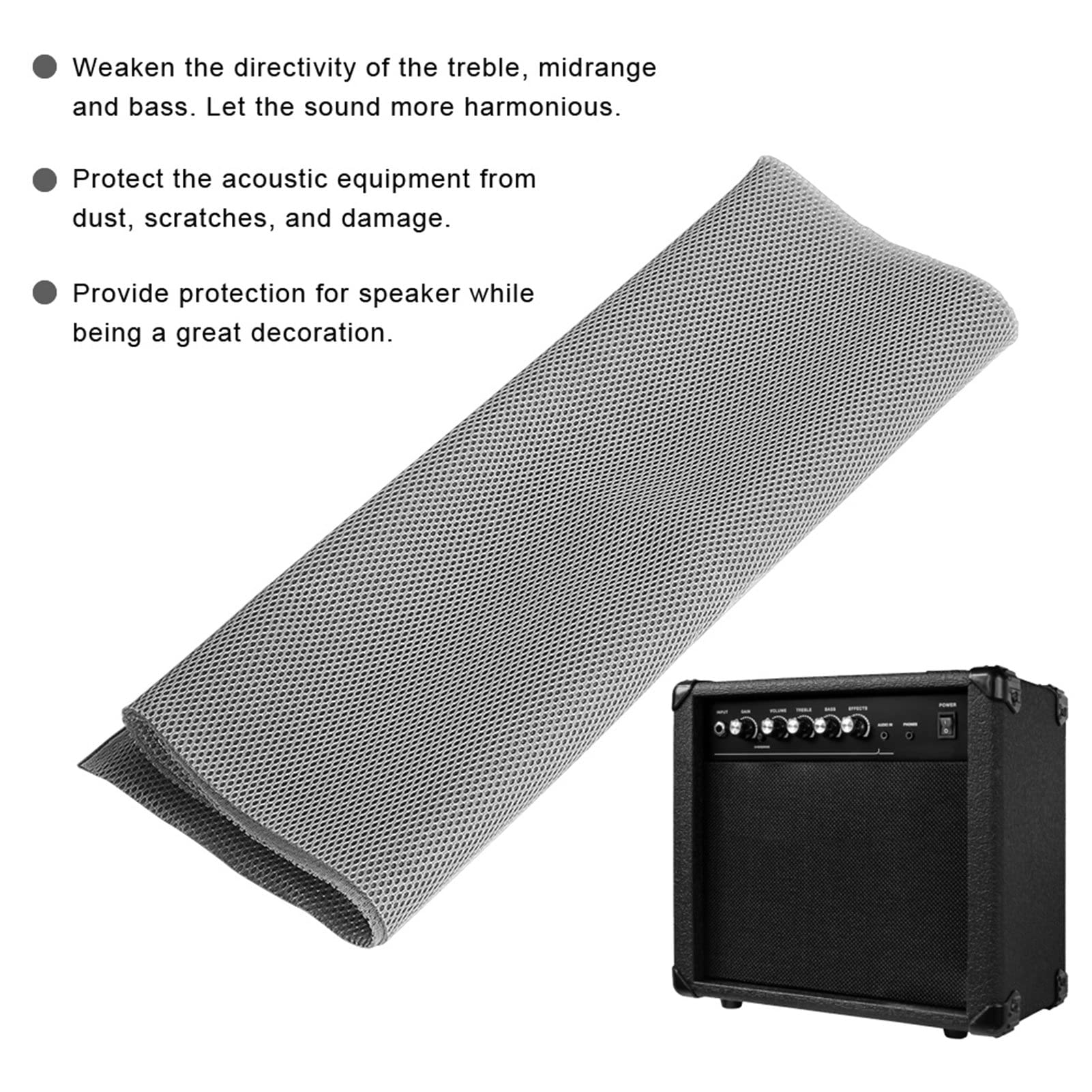 Grille de haut-parleur anti-poussière en PVC noir, grille de haut-parleur audio stéréo, feuille de protection en maille avec barre d'aspiration magnétique, 1000x500x0.45mm