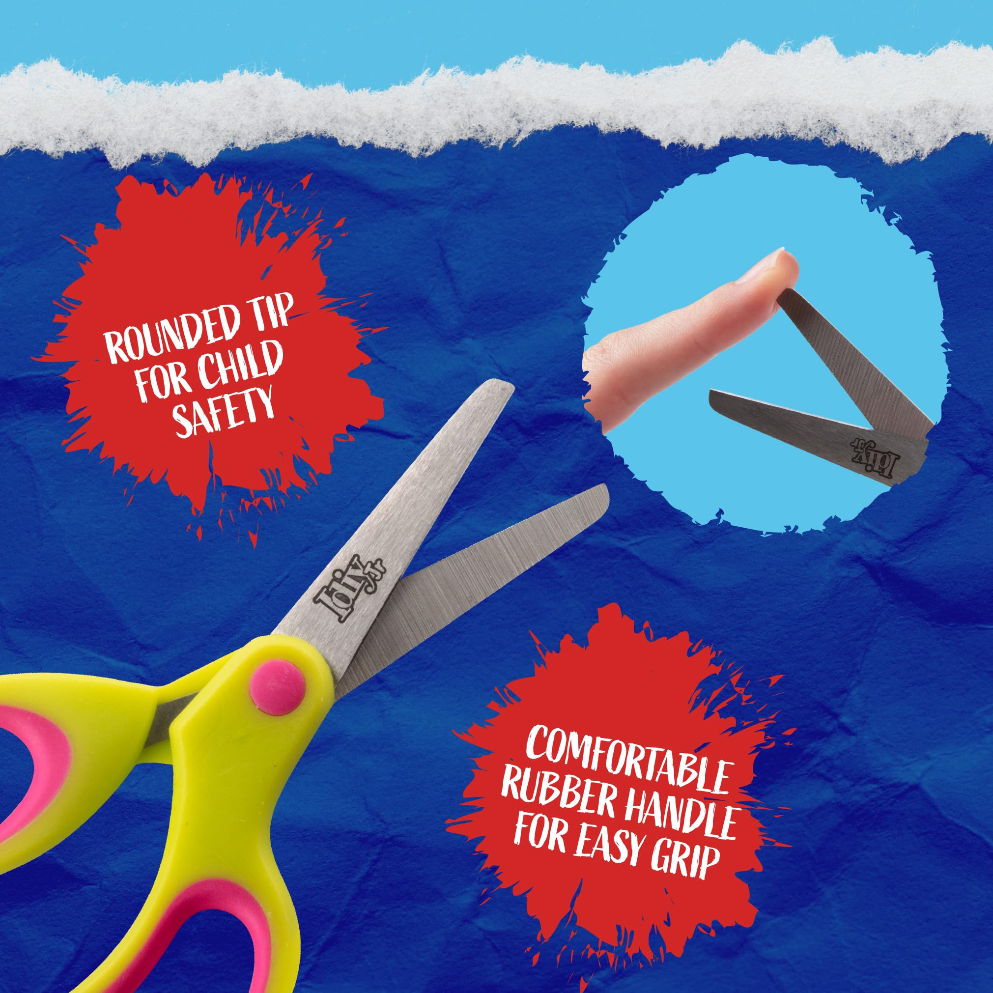 Idiy Lot de 25 paires de ciseaux pour enfants - 12,7 cm - Poignée souple - Pointe émoussée - Ciseaux de sécurité faciles à couper - Idéal pour les projets scolaires primaires, les fournitures d'art et