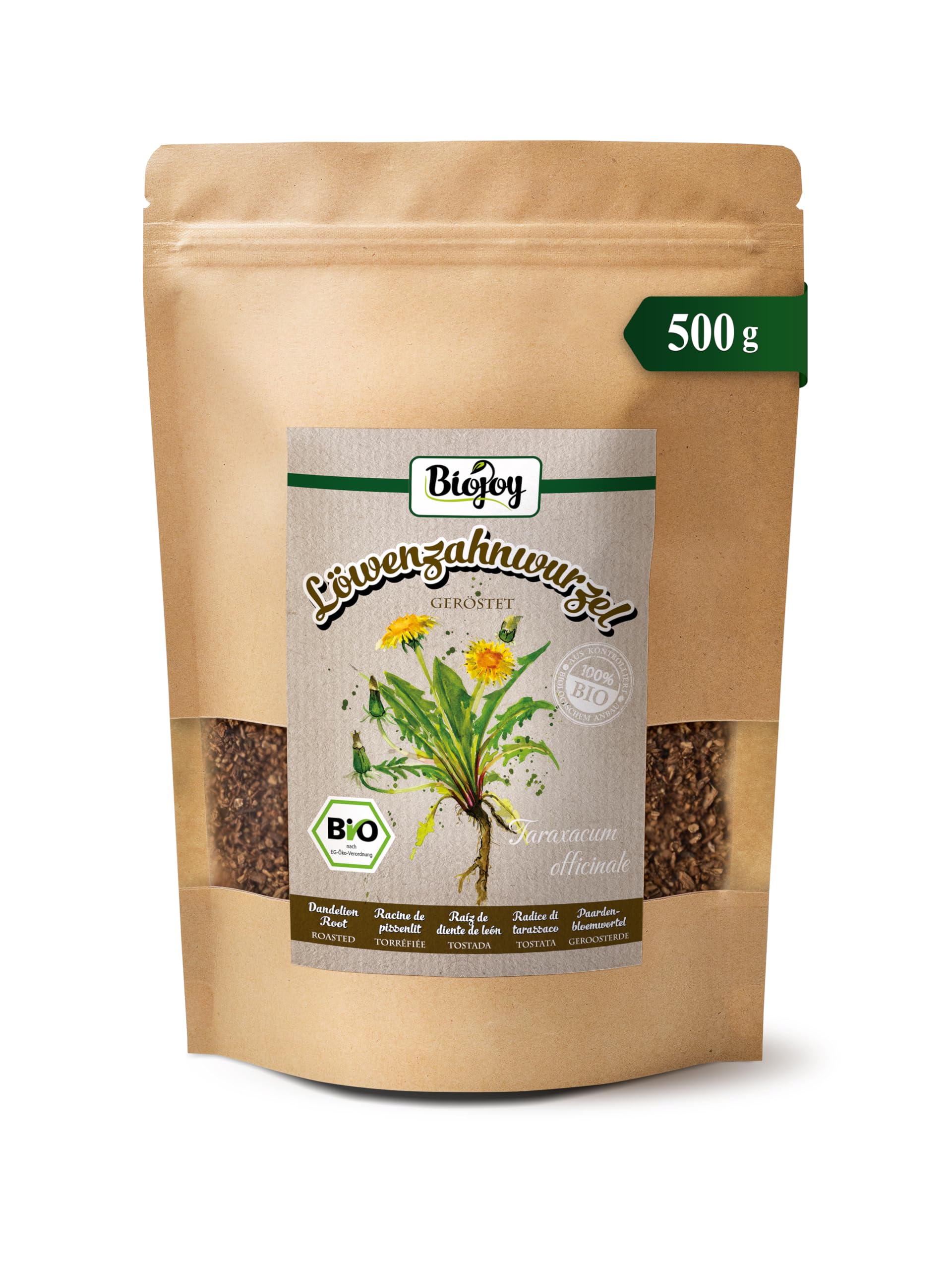 Biojoy BIO Korzeń mniszka, prażony, zamiennik kawy bez kofeiny, 500 g