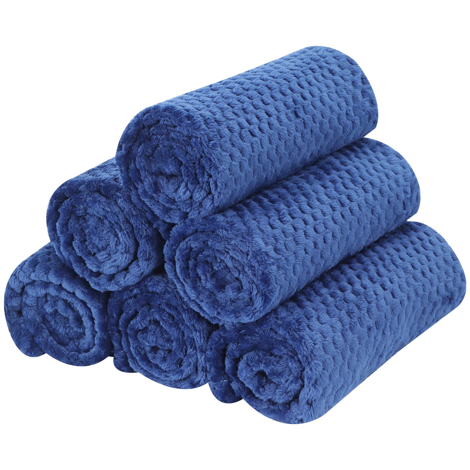 BVAGSS 6 Pack Small Dog Blanket, Super Soft Warm Pet Cover Blankets, Puppy Coral Fleece Blanket for Small Medium Dogs Cats XH075 (76 x 52 cm, Navy Blue)