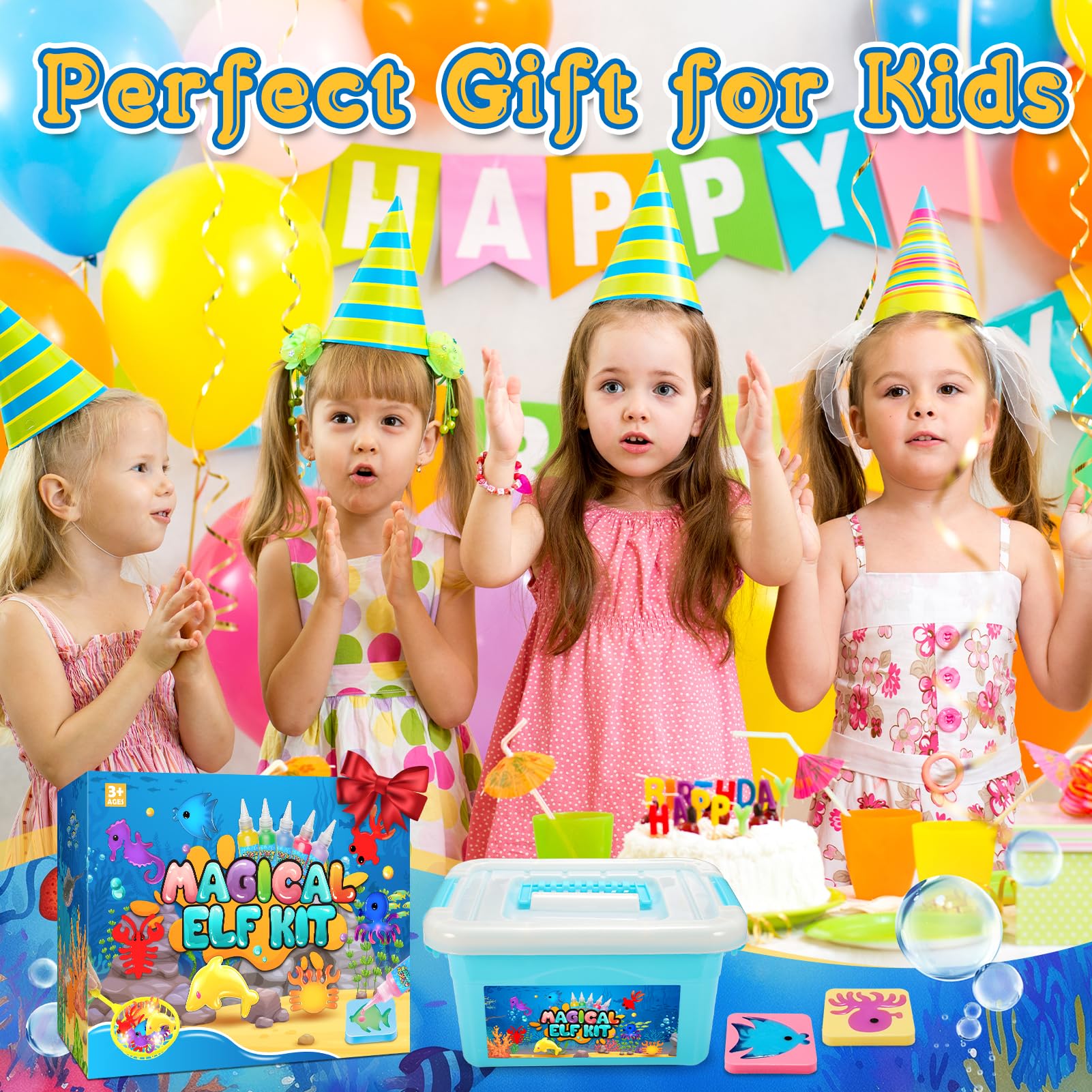 Gel Magico per Creare Folletti d'acqua, Giocattolo Bambini 5 6 7 8 9 Anni Regalo Bambina 4-10 Anni Giochi da Spiaggia Giardino Natale Regalo Bambina Creativi Magic Jelly Colori per Bambini Creare