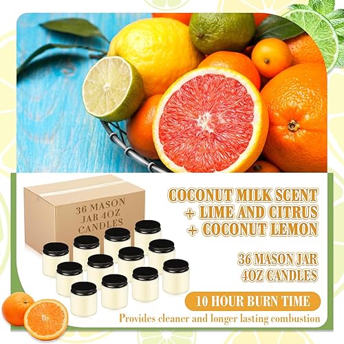 Miniatura 10 de MTLEE 36 paquetes de velas en tarro pequeño Mason de 4 onzas, velas pequeñas perfumadas con tapas, regalos de velas a granel para regalo de Navidad,