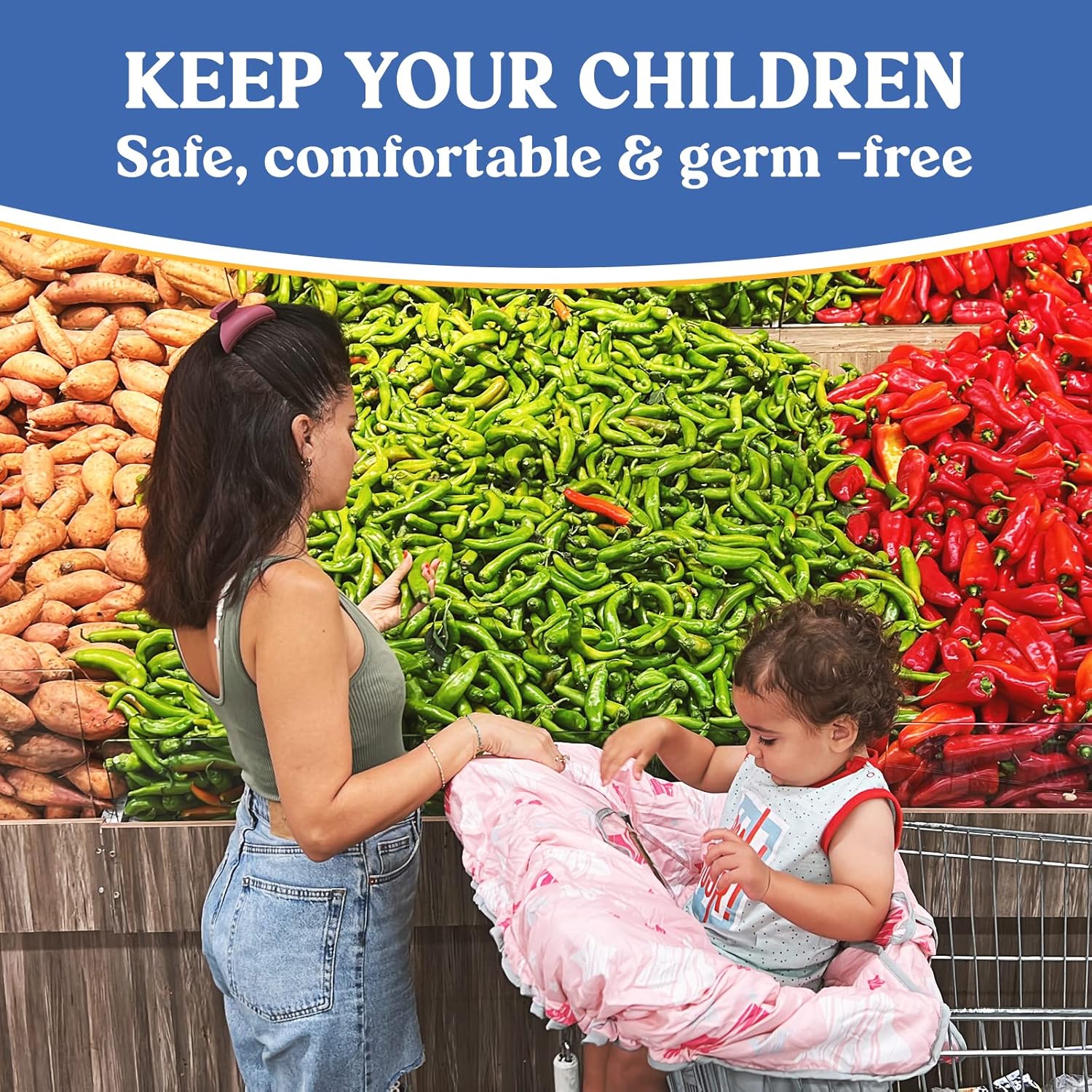 Pillani Shopping Cart Cover for Baby, 2-in-1 High Chair Cover for Restaurant Seat, AntiSlip Babies Shopping Cart Cover, Buggy Cover, Grocery Cart Cover for Baby Girl/Boy- Baby Items Gift, Cart Hammock : Baby