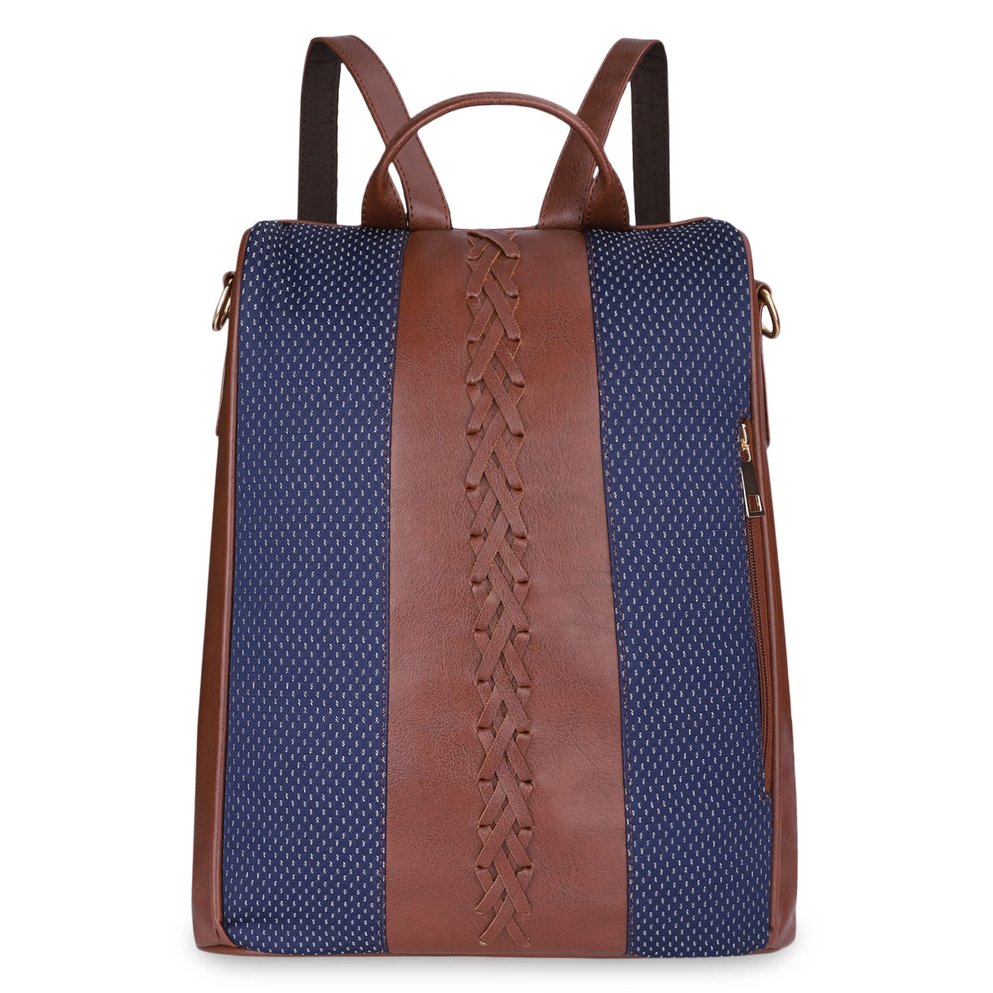 Akaya Collection Tapestry Fabric & Faux Leather Anti-Theft Back Open Style Womens Backpack Travel Backpack for College Going Girls-image-49