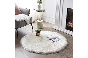 SERISSA Circle Fur Rug, Fluffy Faux Sheepskin Area Rug, Plush Round Carpet...