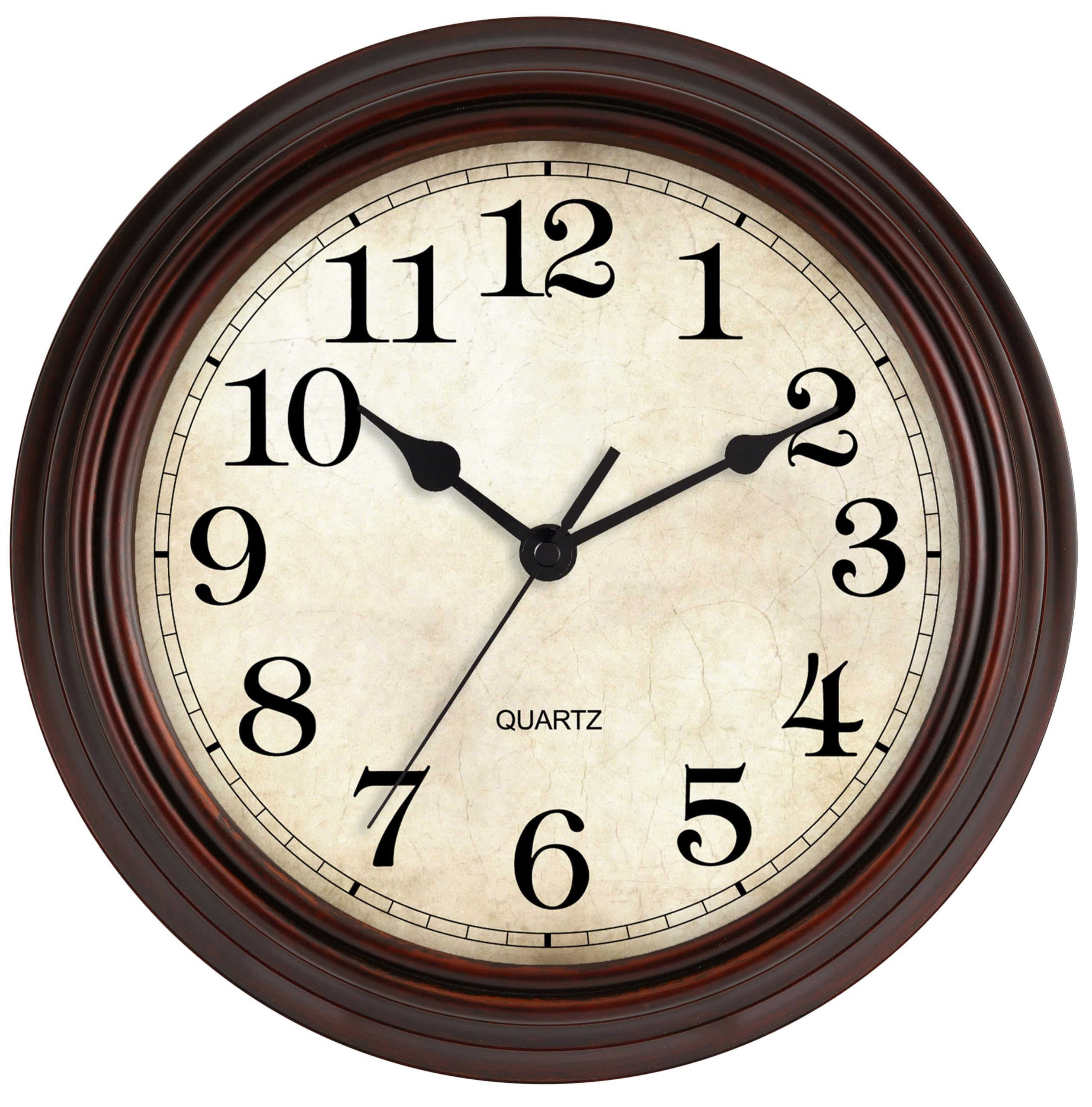 HYLANDA Wall Clock, 12 Inch Silent Non Ticking Battery Operated Clocks, Decorative for Living Room, Bedrooms, Kitchen (Bronze)
