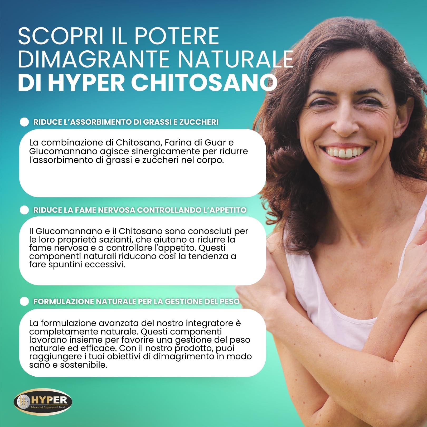 Hyper Chitosano Glucomannano 3x120 Compresse - Dimagrante che Favorisce la Perdita di Peso agendo come Brucia grassi e Riduce la Fame Nervosa riducendo i carboidrati ed i ed i Grassi Assorbiti
