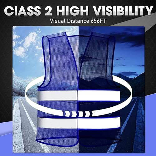 Miniatura 10 de Unittype Paquete de 30 chalecos de alta visibilidad, reflectantes, de seguridad, chaleco de malla Hi Vis, tamaño ajustable para hombres y mujeres,
