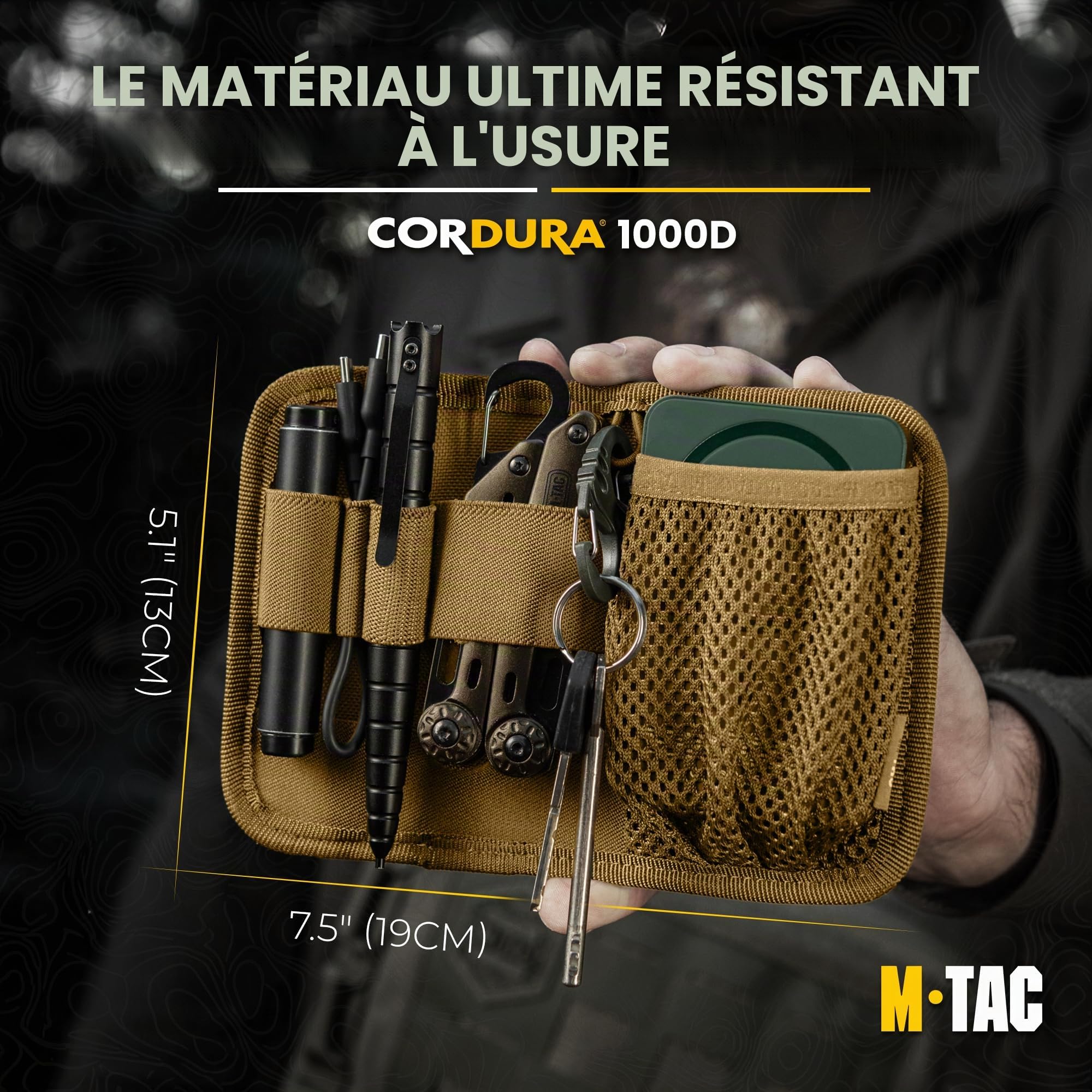 M-Tac Organiseur modulaire pour sac tactique, pochette d'administration, fermeture à crochet – porte-clés
