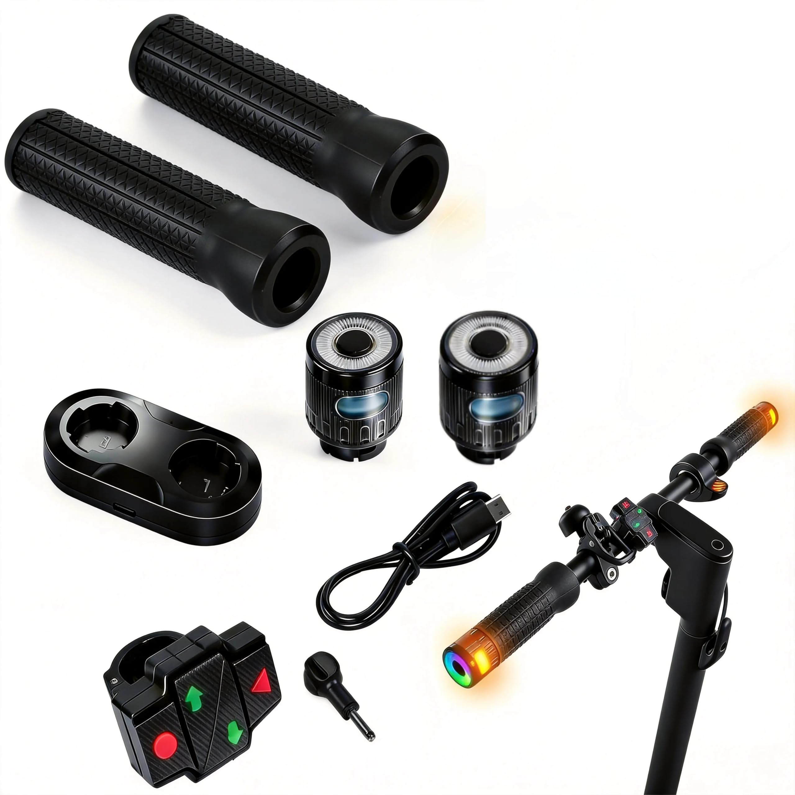 Kabelloses Blinkerset für Elektroroller für Xiaomi M365/Pro 1S/Pro 2/Mi3 für Ninebot Max G30/G30D, RGB-LED-Licht,Sicherheitsreparaturaufgabe mit Fernbedienung für 22-mm-Lenker