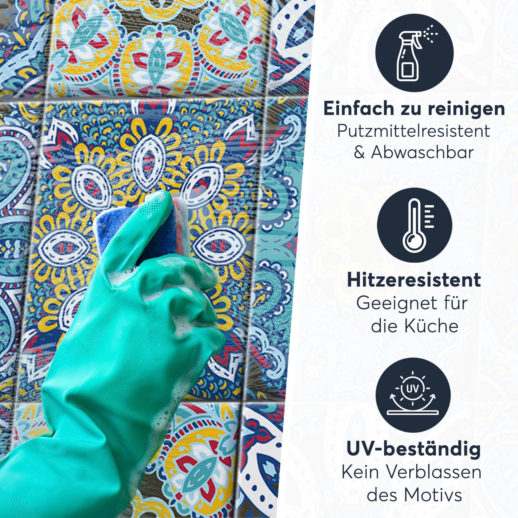 CREATISTO Fliesensticker Fliesenaufkleber Fliesenfolie - Aufkleber Folie für Fliesen I Klebefliesen Deko Folien für Fliesen in Küche u. Bad/Badezimmer (20x25 cm I 18 -Teilig)