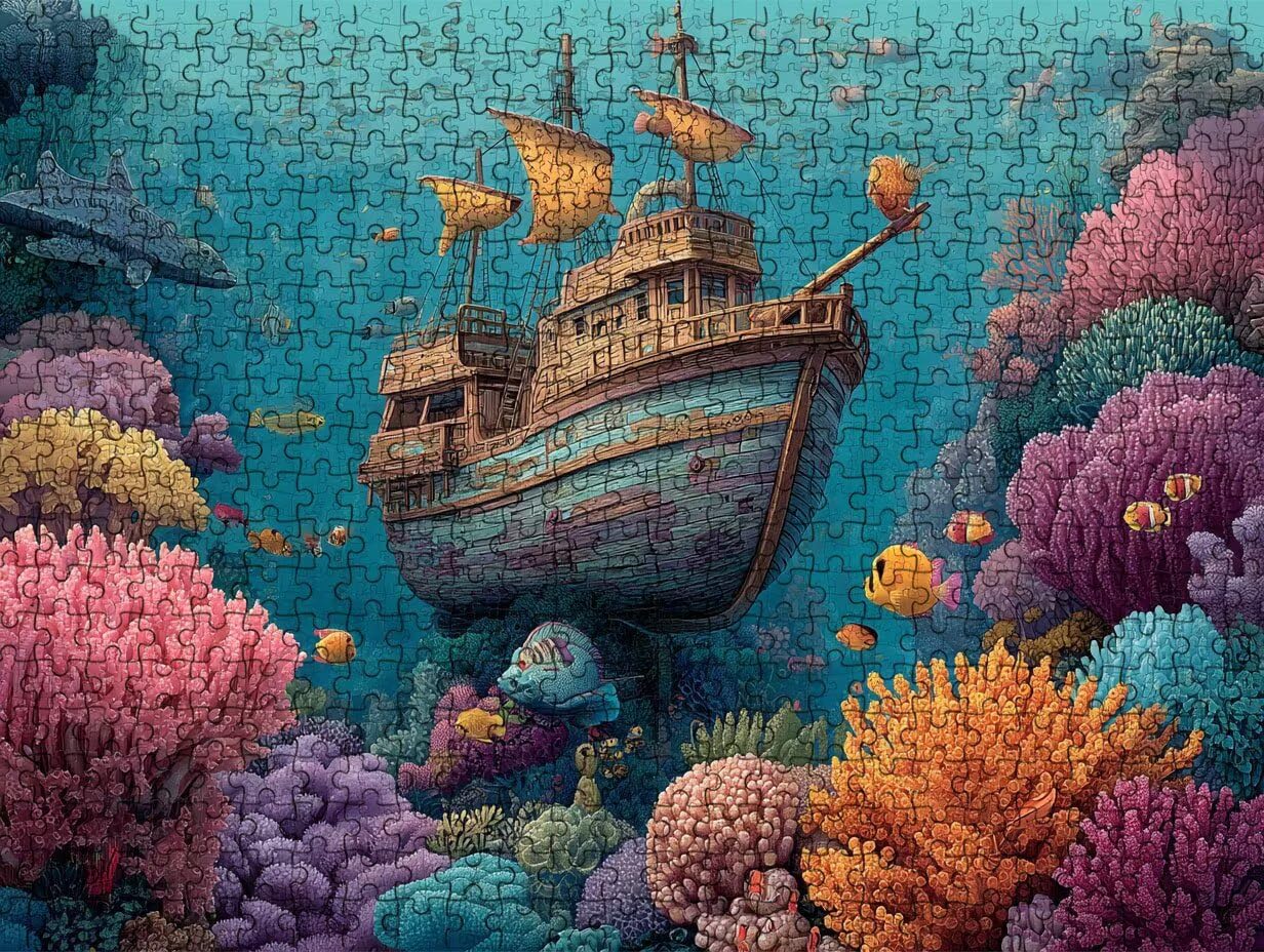 Puzzle dla dorosłych 1000, statek podwodne 1000-elementowe puzzle dla dorosłych, klasyczne gry edukacyjne, gry i zajęcia rodzinne, do dekoracji ścian domu, świetny pomysł na prezent R0KH-128