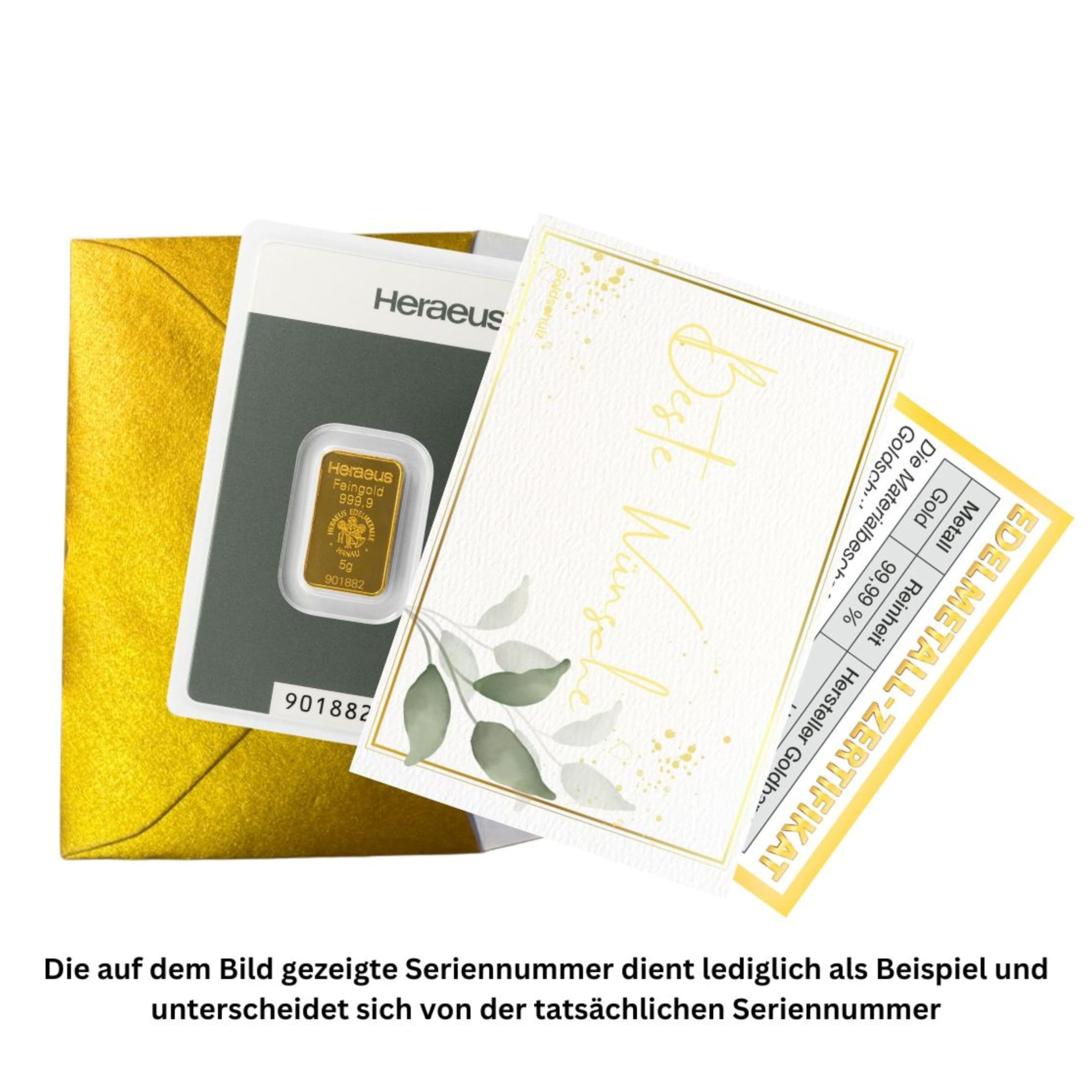 Goldbarren Heraeus 5g 5 Gramm Geschenkset