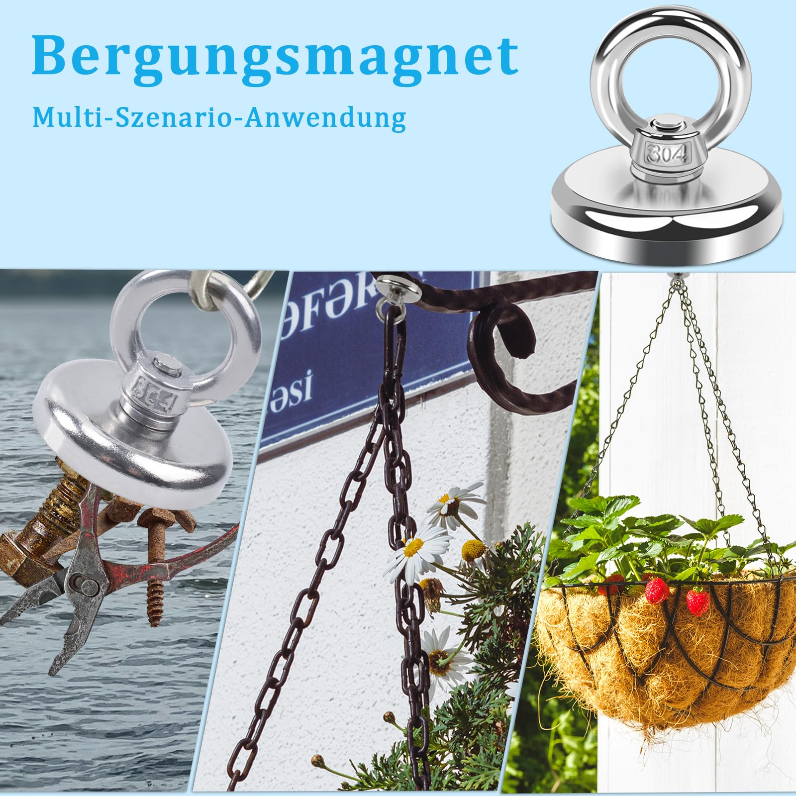 Silne magnesy neodymowe, wędkarstwo, 49 kg, siła ciągnąca, wytrzymałe, bardzo mocne magnesy, przemysłowy magnes do pobierania w rzece i ratownictwie, 4 sztuki, 32 mm