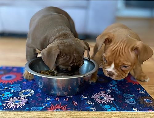 Miniatura 63 de Drymate Mantel individual con tazón para mascotas, tapete de alimentación de alimentos para perros y gatos, tela absorbente, respaldo impermeable