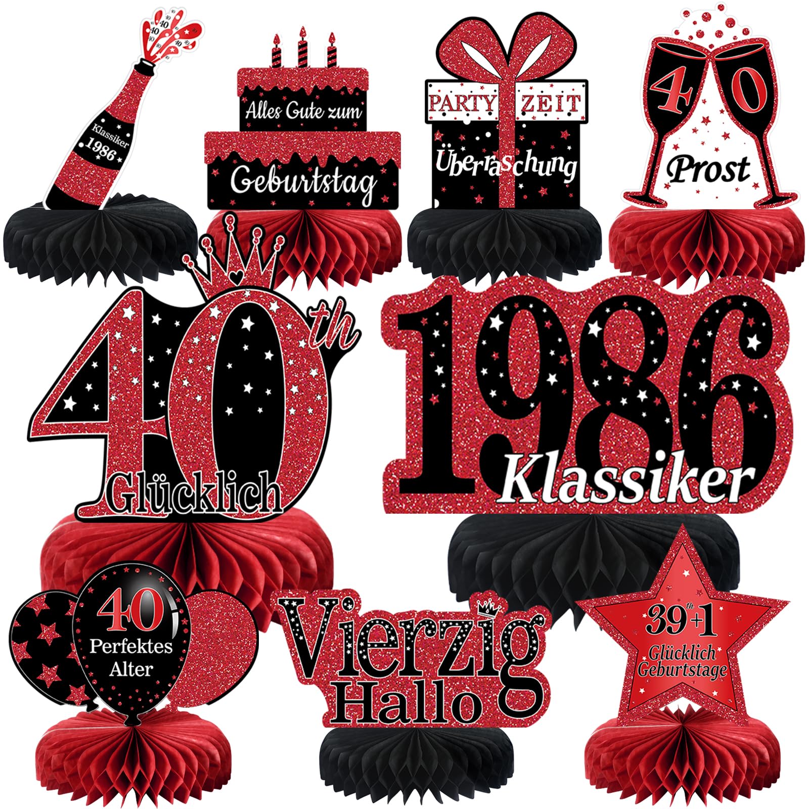 9 STK Tischdeko Geburtstag（Deutsche）