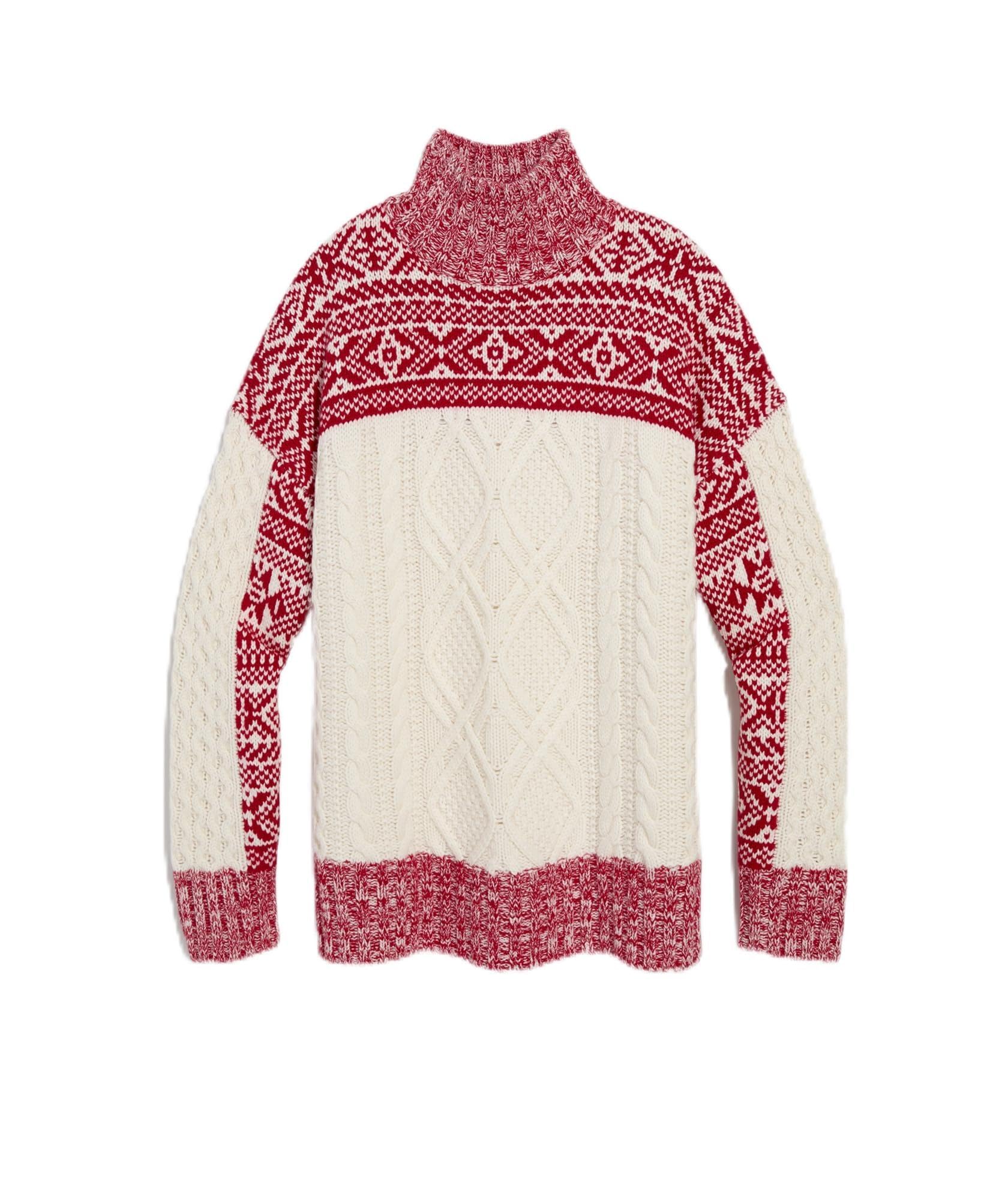 Vineyard Vines Womens Fair Isle Fisherman Mock Sweater