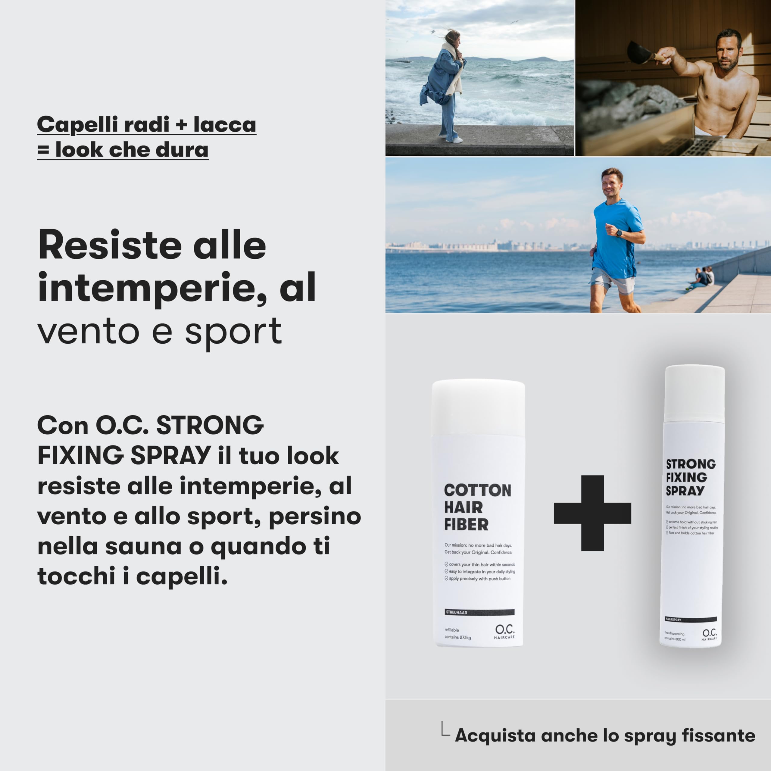 O.C. HAIRCARE Capelli sparsi per ispessimento dei capelli, per zone calve nella parte superiore e posteriore, consigliati dai saloni, 11 colori, resistenti (marrone scuro)