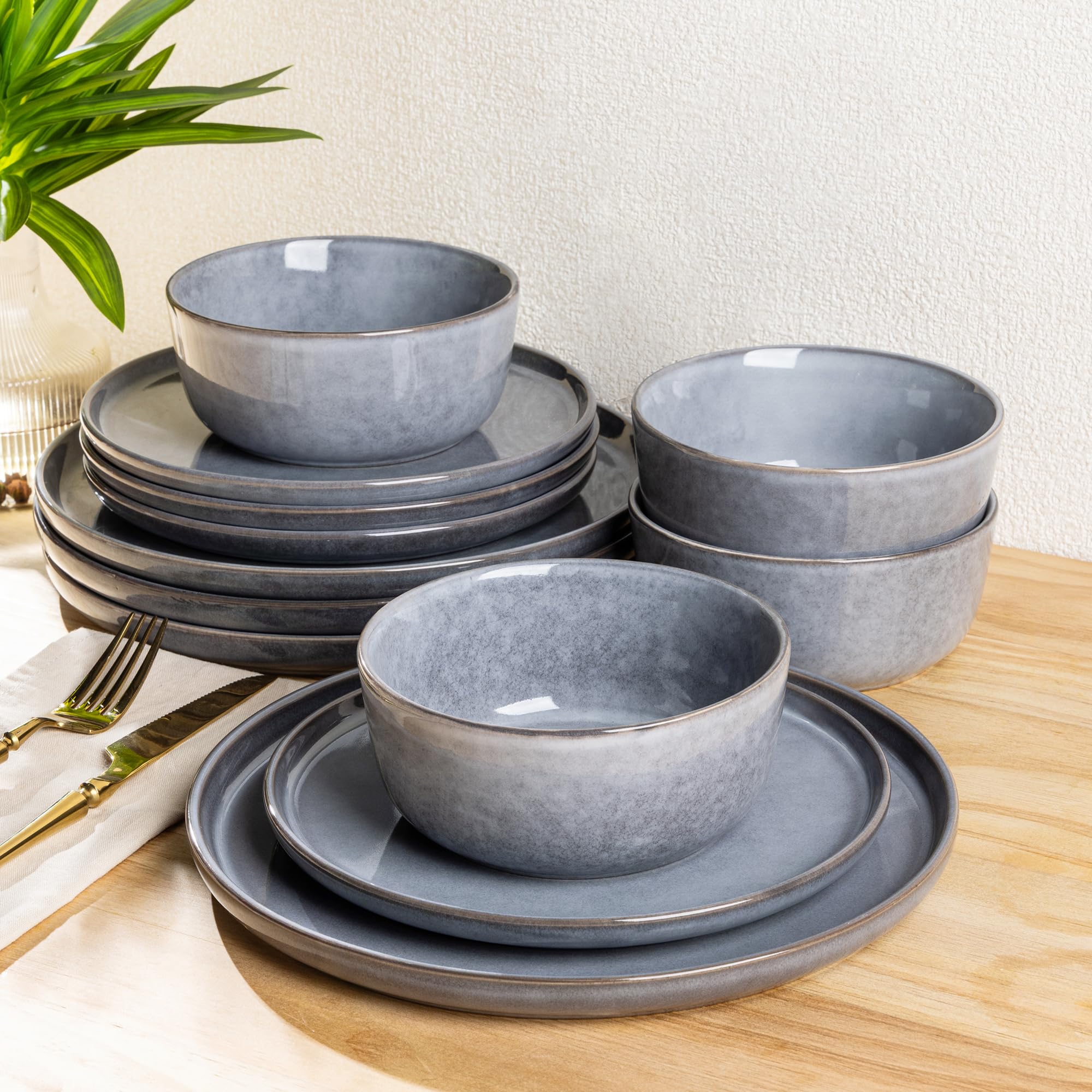 Amazon.com | AmorArc Stoneware Dinnerware Sets,Round Reactive