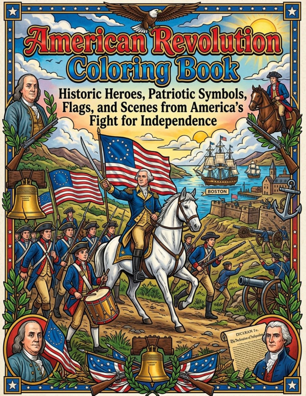 American Revolution Coloring Book: Historic Heroes, Patriotic Symbols, Flags, and Scenes from America's Fight for Independence: Explore the People, ... the United States Through Creative Coloring