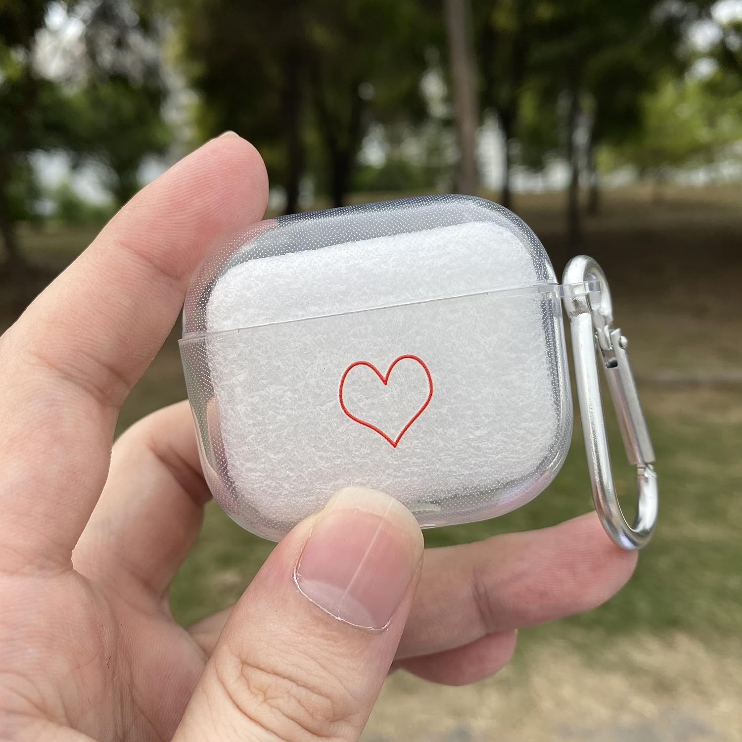 WisdomOne Compatible with AirPods 3 Case Clear Love Pattern with Cute Keychain TPU Shockproof Cover Case for Women Girls Airpods 3(2021)-Red : Electronics