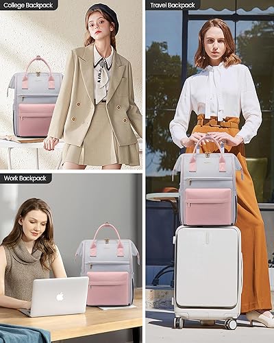 Miniatura 8 de LOVEVOOK Mochila para computadora portátil para mujer, mochila de viaje de gran capacidad, bolsa de enfermera, bolsa para laptop para mujer,