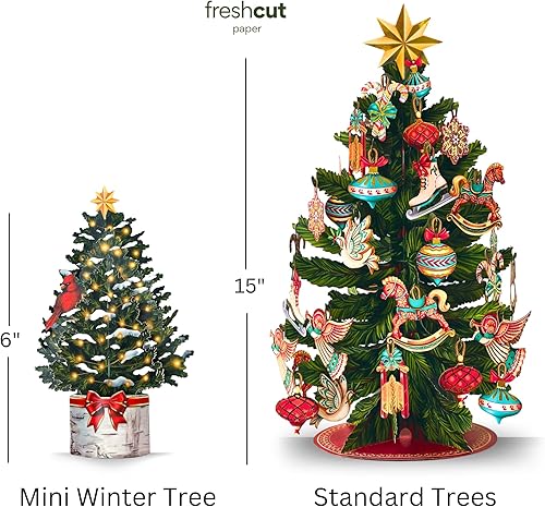 Miniatura 2 de Freshcut Paper Tarjetas desplegables, mini árbol de Navidad de 7 pulgadas, tarjetas de felicitación emergentes 3D, tarjetas de Navidad, tarjetas de