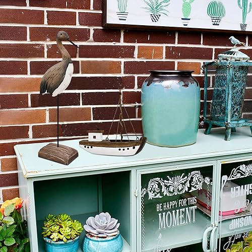 Miniatura 4 de Estatua de pájaro de madera, decoración náutica, escultura decorativa de pájaros marinos, figura de mesa de madera, decoración temática de playa