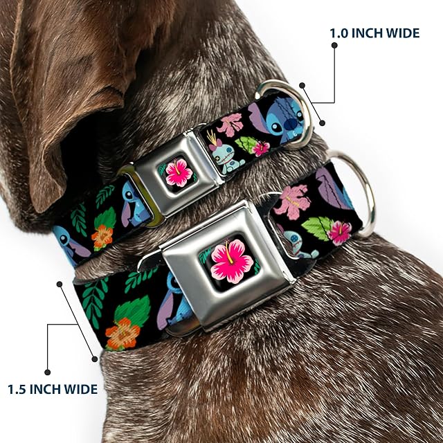 Foto 2 de 8 de Buckle-Down Lilo & Stitch -Ohana Means Family Collar para Perro, Hebilla de cinturón de Seguridad