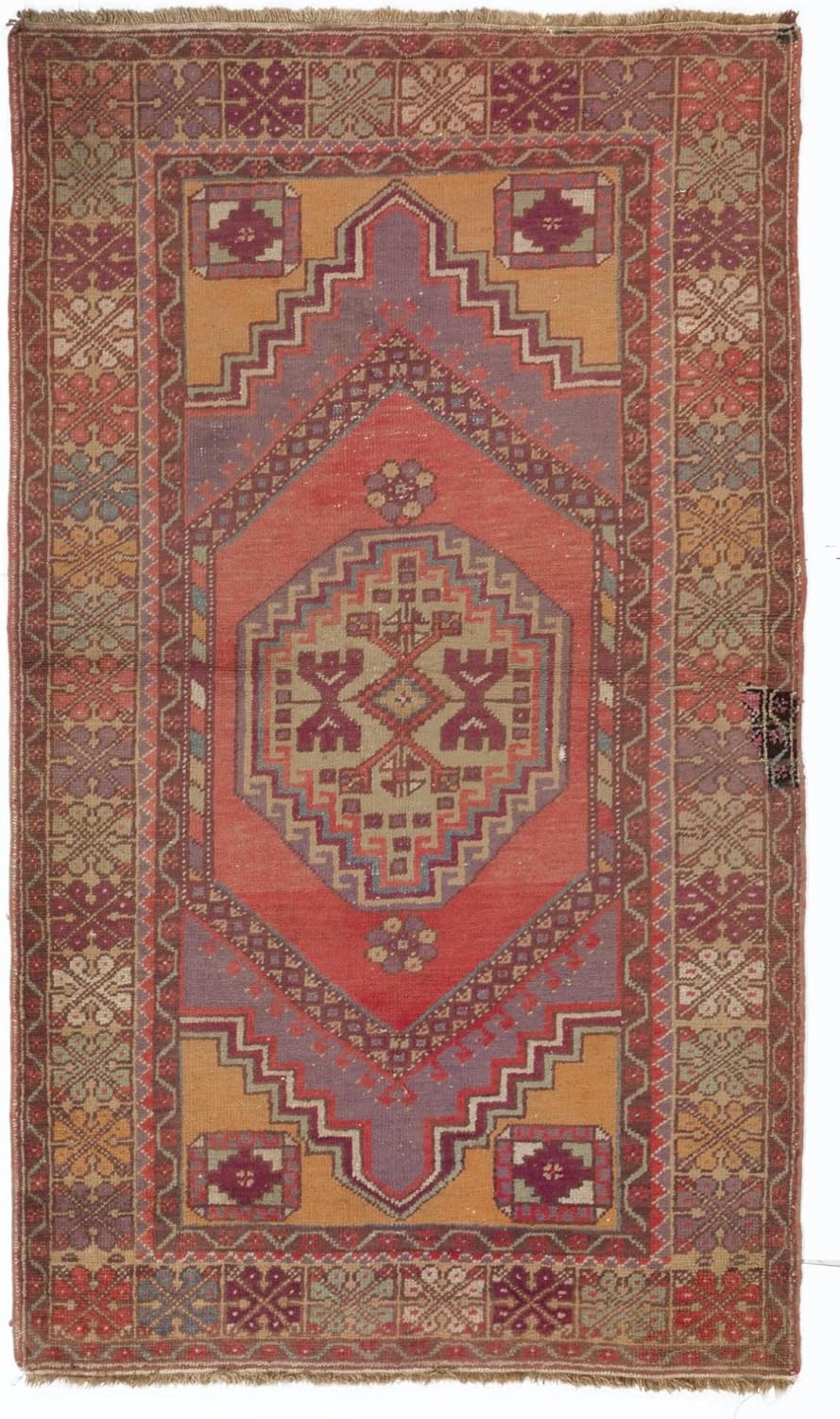 3.8x6.5 Ft Vintage Hand Knotted Turkish Area Rug, Authentic 1950s Floor Covering, Carpet. A167