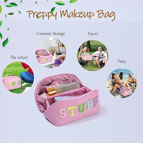 Miniatura 7 de Bolsa de maquillaje Preppy, bolsa de maquillaje de viaje Stoney Clover Dupes, organizador de maquillaje portátil de piel sintética, bolsa de