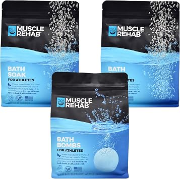 Muscle Rehab Recovery Multi-Pack Epsom Salt Magnesium Soak & Arnica Bath Bombs, Post Workout Muscle Soreness Relief, Joint Stiffness Comfort, Foot Soak & Deep Sleep Recovery + Handmade in USA