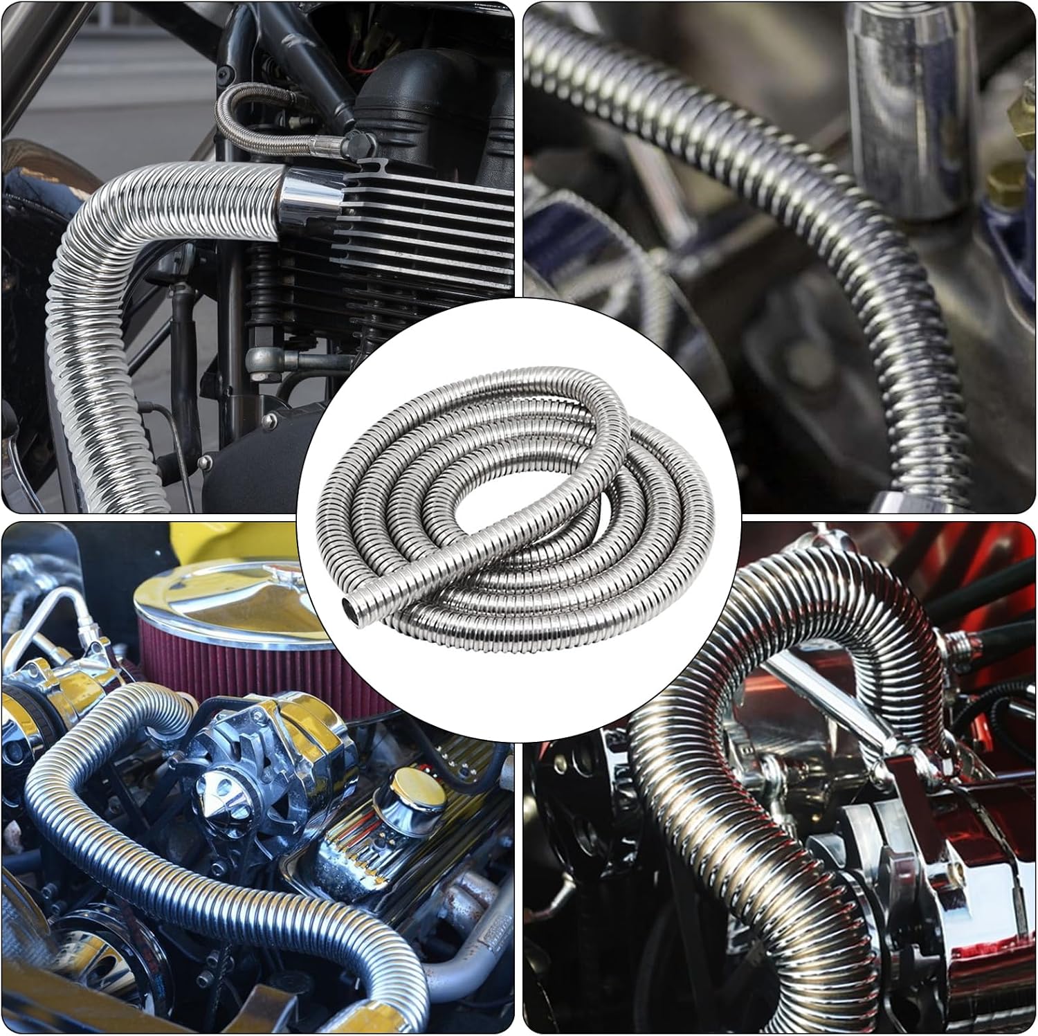 Universal Exhaust Flex Pipe, Double-Layer Stainless Steel Flex Tube, 1.8 m (72") Length, 51 mm (2") Inner Diameter (51mm)