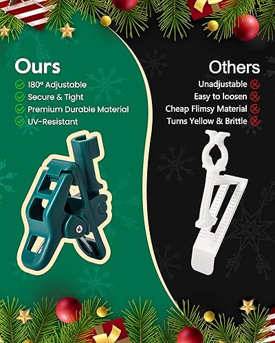 Miniatura 4 de Luces de Navidad C9 para exteriores con 110 clips de resorte, 81 pies, 110 luces LED C9, impermeables, conectables para exteriores, techo, patio,