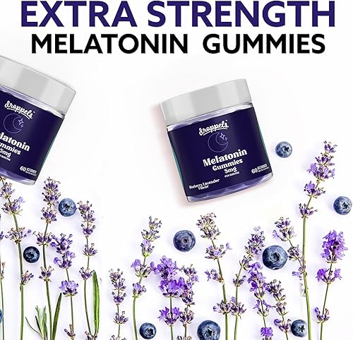 Miniatura 3 de Droppels Gomitas de melatonina, 5 mg  Melatonina vegana a base de plantas, 5 mg para apoyo natural del sueño con extracto de manzanilla, 60
